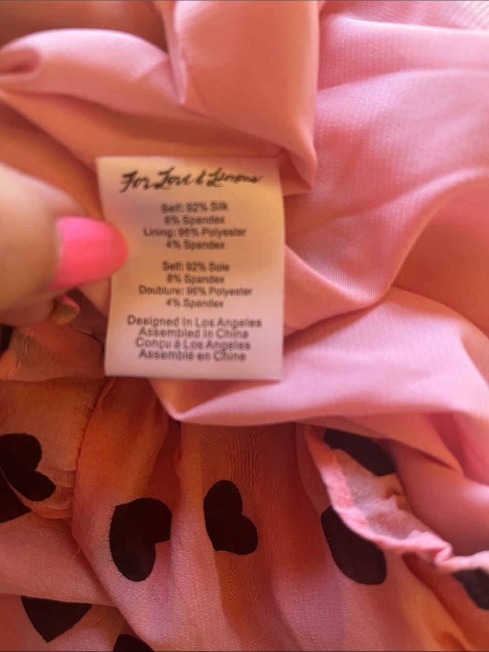 Feminine For Love & Lemons Pink Heart-Print Ruffle Slip with Striped Waist - Picture 9 of 10
